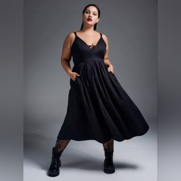 Torrid Black Nightfall Metal Detail Midi Dress 3X 22/24 Nwt - Picture 1 of 6